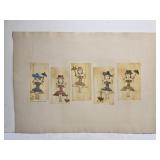 Signed Swinging Lady Print by Unknown Artist