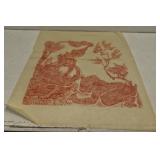 vintage Thai temple rubbing on paper