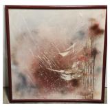 Signed earthtones mixed media painting