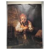 A Girl With A Broom Print by Carel Fabritius