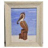 Signed & Framed Painting of Pelican Laura Robinson