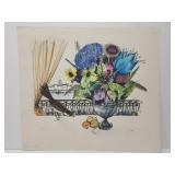 Floral art signed & dated Print