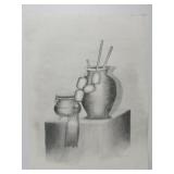 Pencil sketch of pottery Signed by Aritis