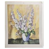 Hollyhocks Floral Print by Helen Everett