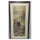 Vintage Asian mountains and river scroll painting