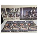 11 Asian Prints of Temples from Tokyo & Nara