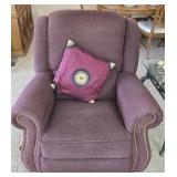 Maroon Upholstered Reclining Chair SEE DESC