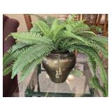 Brass Urn with Faux Plant