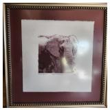 Crimson Elephant print signed Artist unknown