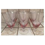 Set of 6 clear pink glasses