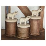 Made in Mexico Decorative 3 pc Elephant Canisters