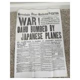 War Oahu Bombed by Japanese Planes News paper