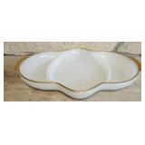 Milk glass Fire King ware serving dish