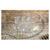 Large glass punch bowl with cups