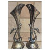 Pair of silver plated vases