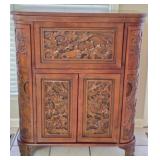 George Zee Mid Century Asian Hand Carved Teak Bar