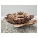 Vintage wood Lotus flower lazy Susan serving