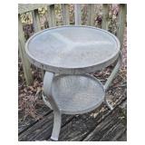 Heavy Metal Base Glass Top Outdoor Side Table