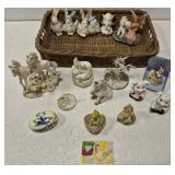 Basket of assorted figurines **1 broken horn