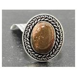 Size 9 Red Sun Stone German Silver ring