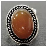 Size 7 Red Onyx German Silver ring