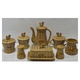 Faux wicker basket weave texture breakfast set