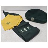 Vintage Girl Scout items *hat has a lot of holes