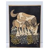 Vintage velvet horse artwork