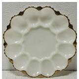 Vintage Milk Glass Egg plate with 22K gold rim