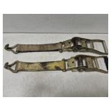 Double J ratchet tie down straps