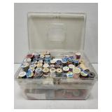 Vintage sewing box with sewing supplies