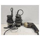 Lot of 2 routers and a drill AS IS SEE DESC