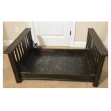 Beautiful Wooden Dog Bed w Metal Accents