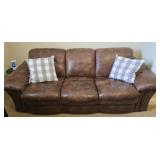 Brown Leather Like Sofa & Pillows UPSTAIRS