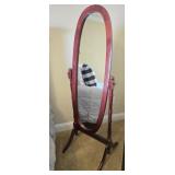 Oval Wood Framed Adjustable Floor Mirror