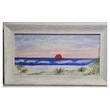 Signed Beach Painting on Canvas Laura Robinson