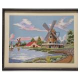 Framed "Bunka" embroidery artwork