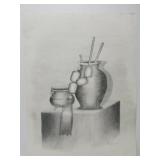 Pencil sketch of pottery Signed by Aritis