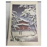 Stack of Snow scene at Zojoji Temple prints