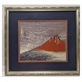 Framed "Red Fugi" piece by Katsushika Hokusai