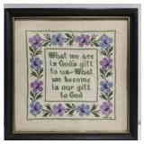 Framed knitted artwork