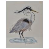 Mixed media heron painting by Laura Robinson