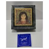 Edna Hibel granite stone trinket box