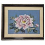 Framed piece of beadwork embroidery