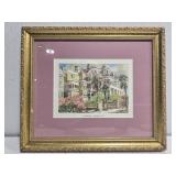 Signed print of houses by Fouchï¿½