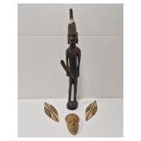 Vintage hand carved wood tribal art pieces