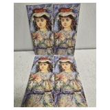 Lot of 4 Edna Hibel Flower Girls print cards