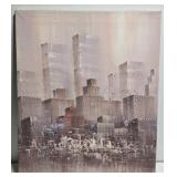 Signed Mauve Colored Painting on Canvas