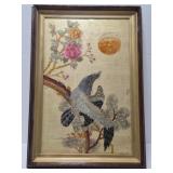 Framed piece of Vintage Asian silk embroidery**