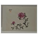 Japanese style flower painting on board